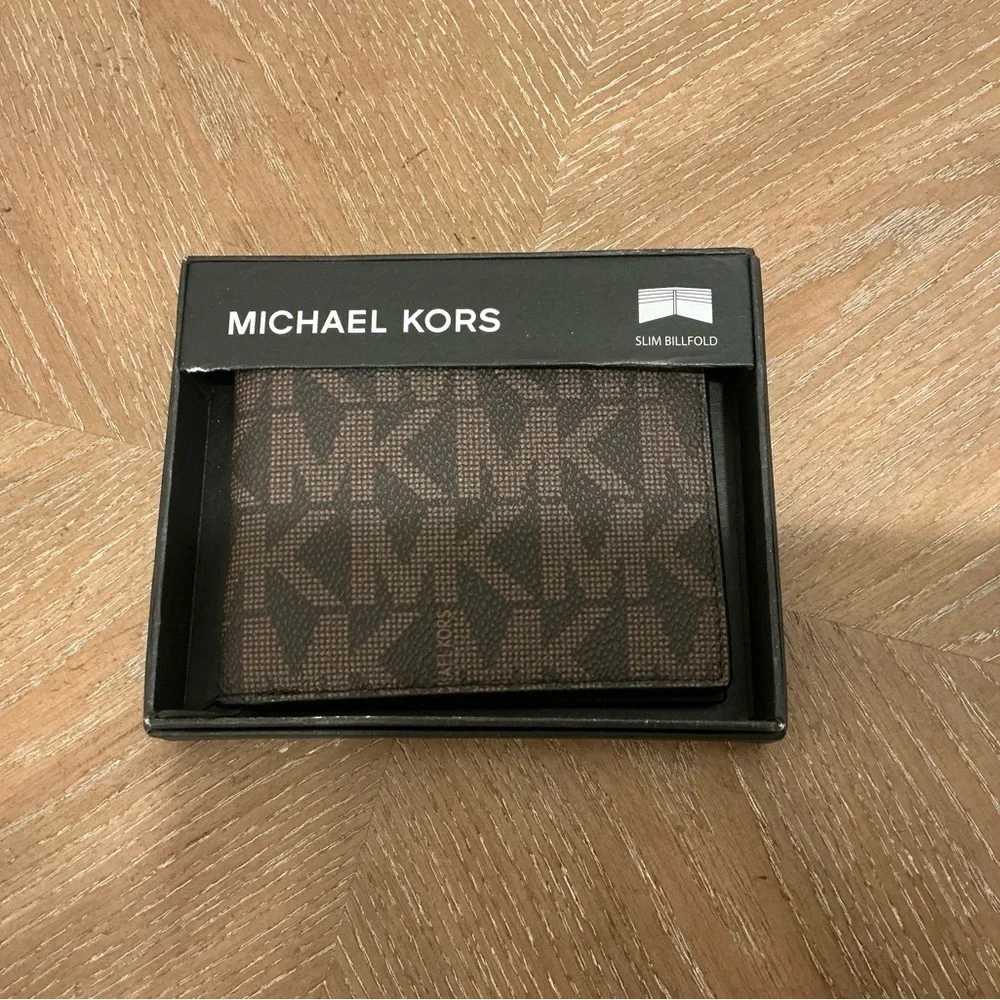 Michael Kors Black and Brown Signature Wallet